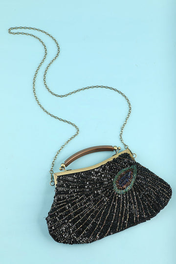 Sac de soirée perlé noir